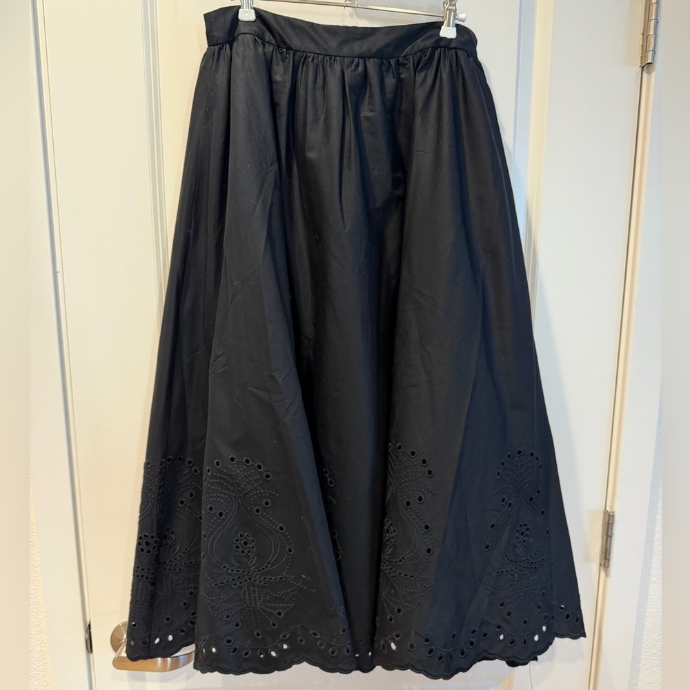 Reformation Eyelet A-Line Midi Skirt
